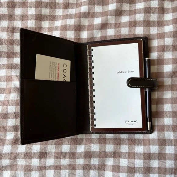 Coach Brown Signature Canvas Address Book Pen Small Agenda Y2K - Picture 3 of 8